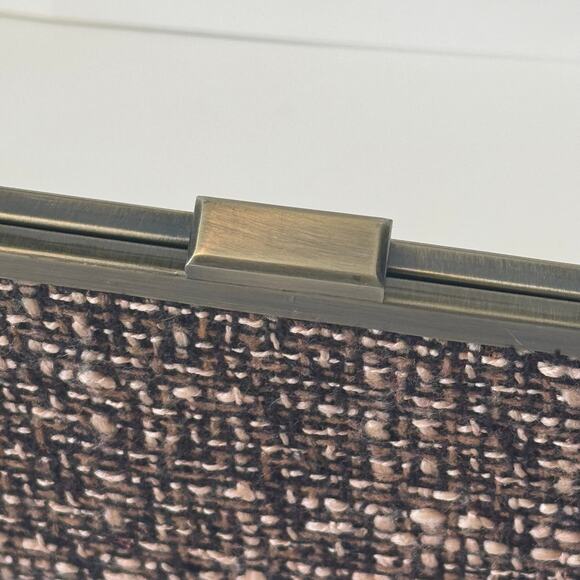 Steve Madden Tweed Clutch Brown Beige - Picture 3 of 6